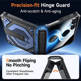 Samsung Galaxy Z Flip8 / Flip7 EIDERWOOD Tough Case with Built-in Kickstand - MagSafe Compatible - Black / Blue