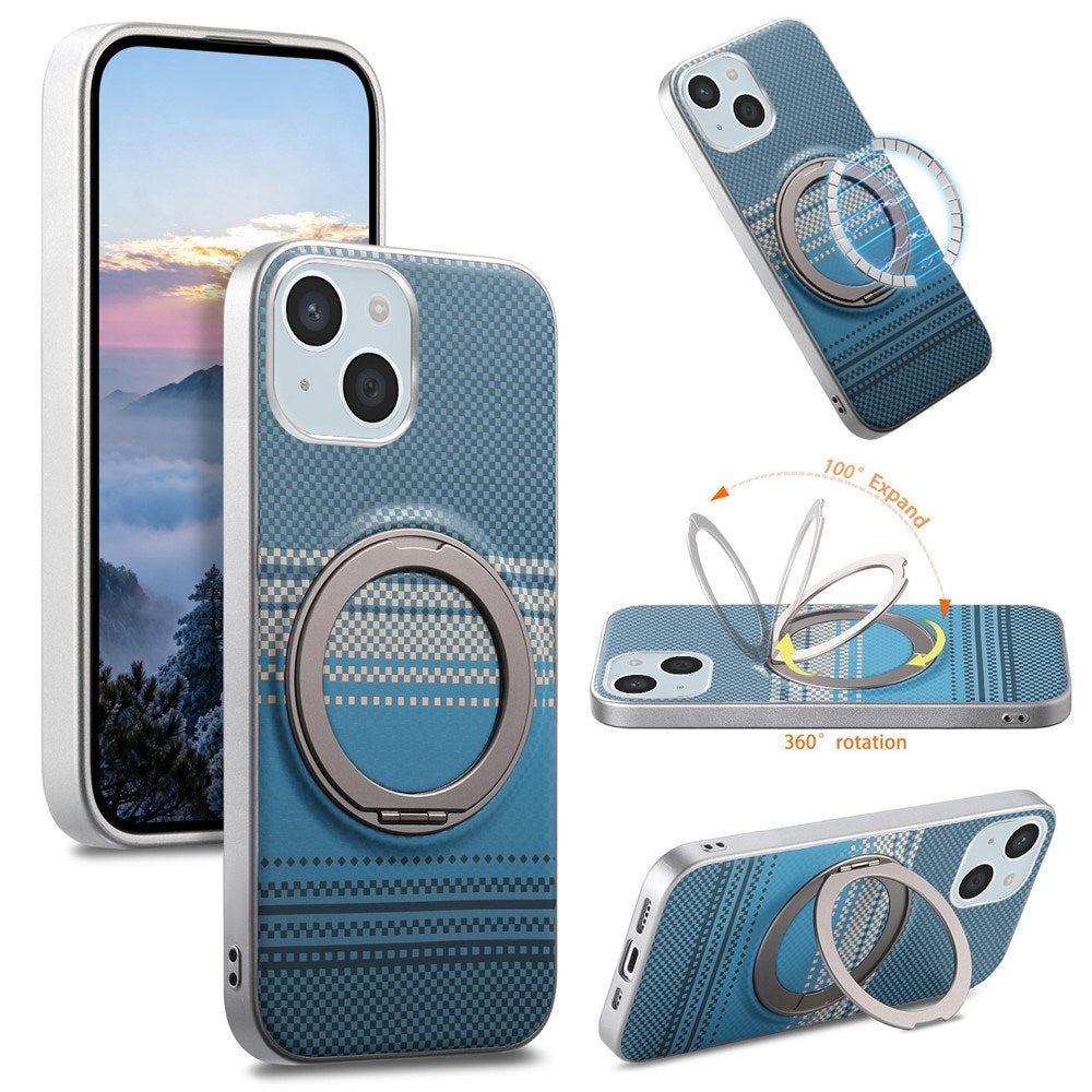 iPhone 14 / 13 EIDERWOOD Hybrid Plastic Gradient Case with Rotating Kickstand - MagSafe Compatible - Blue