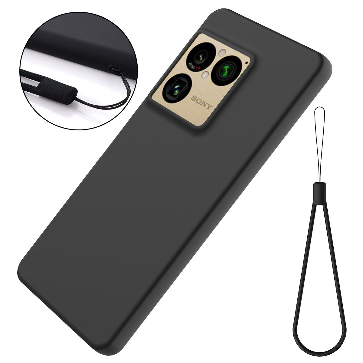 Sony Xperia 1 VIII EIDERWOOD Lined Silicone Case with Strap - Black