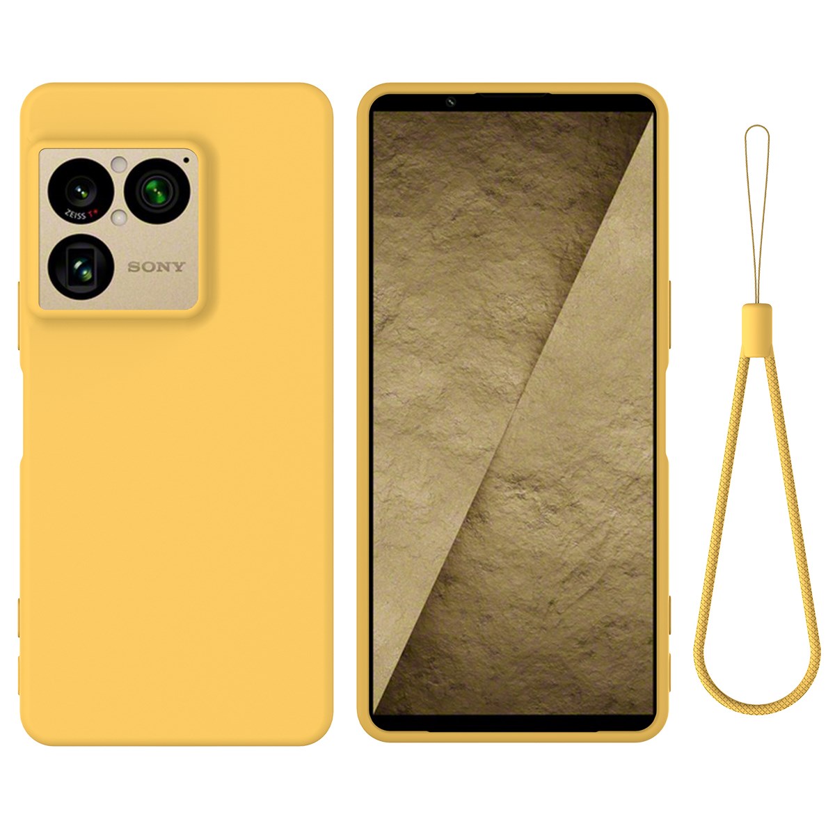 Sony Xperia 1 VIII EIDERWOOD Lined Silicone Case with Strap - Yellow