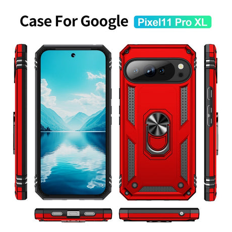 Google Pixel 11 Pro XL EIDERWOOD Tough Case with 360 Rotatable Kickstand - Red