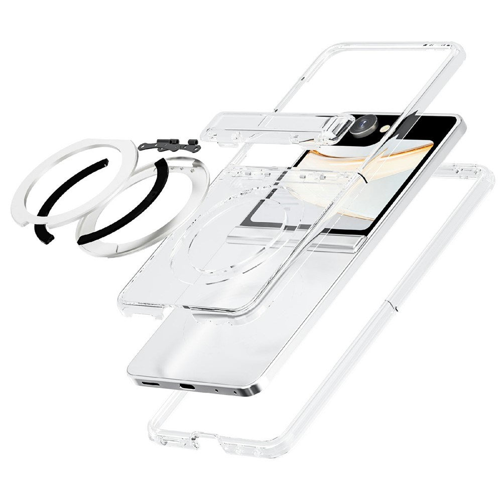 Samsung Galaxy Z Flip8 EIDERWOOD Hybrid Case with Rotatable Kickstand - Transparent