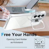 Samsung Galaxy S26 FE EIDERWOOD Hybrid Case with Glitter & Camera Kickstand - Transparent / White
