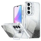 Samsung Galaxy S26 FE EIDERWOOD Hybrid Case with Glitter & Camera Kickstand - Transparent / Black