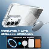 Samsung Galaxy S26 FE EIDERWOOD Hybrid Case with Glitter & Camera Kickstand - Transparent / Black