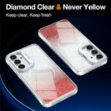 Samsung Galaxy S26 FE EIDERWOOD Hybrid Case with Glitter & Camera Kickstand - Transparent / Orange