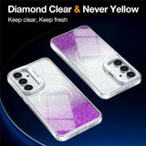 Samsung Galaxy S26 FE EIDERWOOD Hybrid Case with Glitter & Camera Kickstand - Transparent / Purple