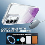 Samsung Galaxy S26 FE EIDERWOOD Hybrid Case with Glitter & Camera Kickstand - Transparent / Purple