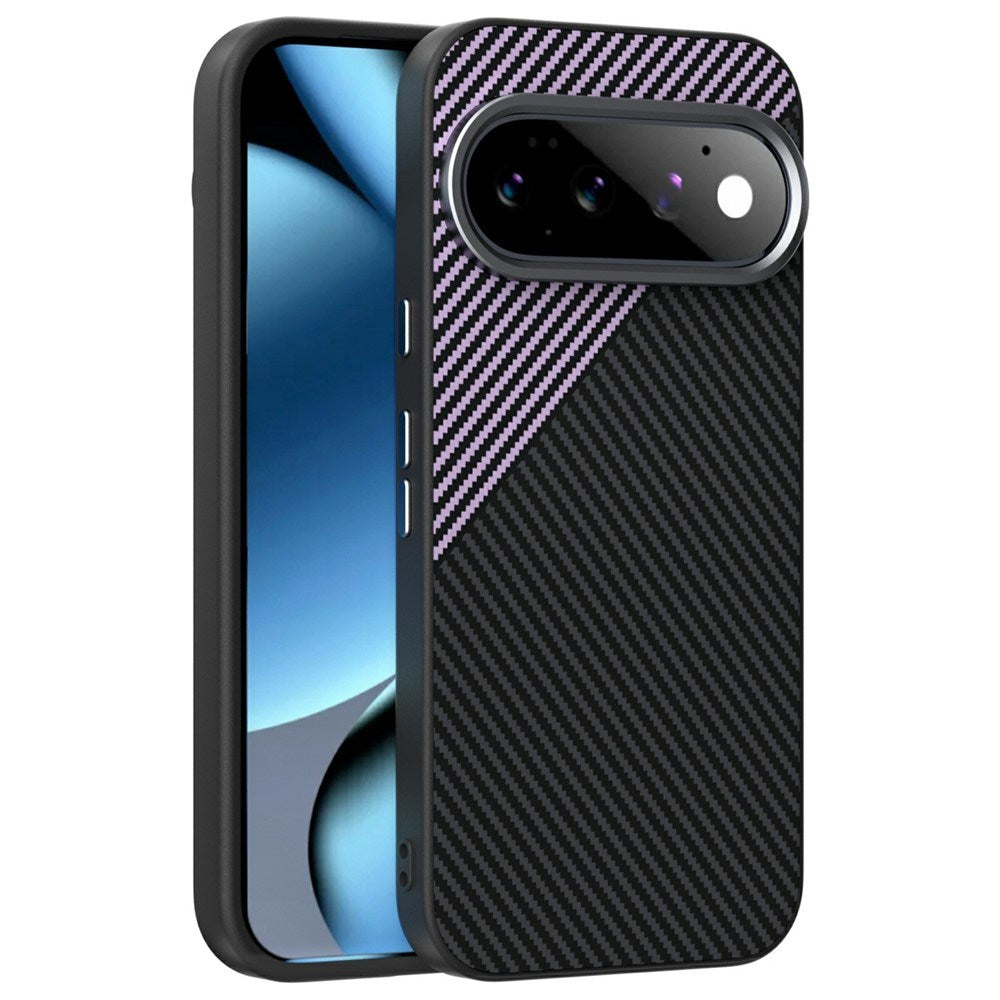 Google Pixel 11 Pro ABEEL Hybrid Case with Carbon Fiber Texture - Black / Purple