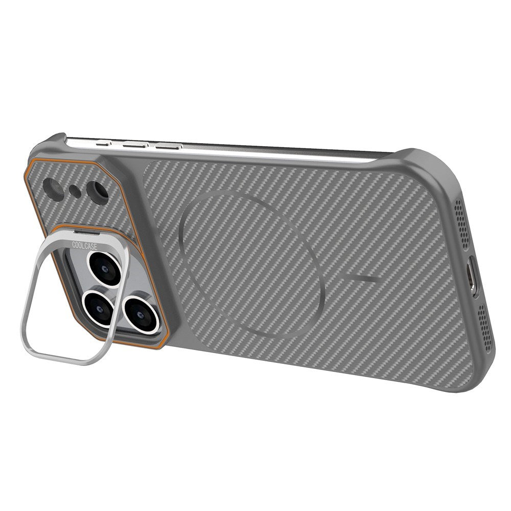 iPhone 18 Pro / 17 Pro EIDERWOOD Carbon Fiber Case w . Kickstand - MagSafe Compatible - Grey