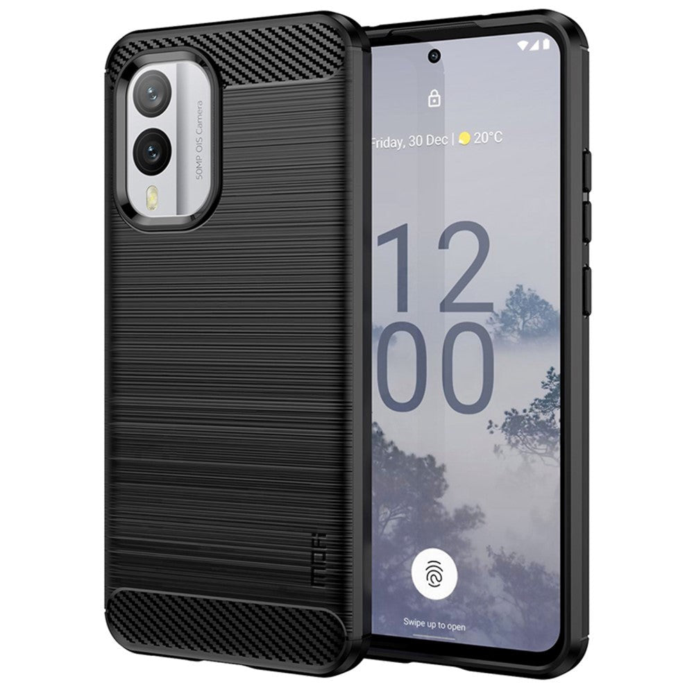 Nokia X30 Mofi Brushed Carbon Fiber Flexible Plastic Case - Black