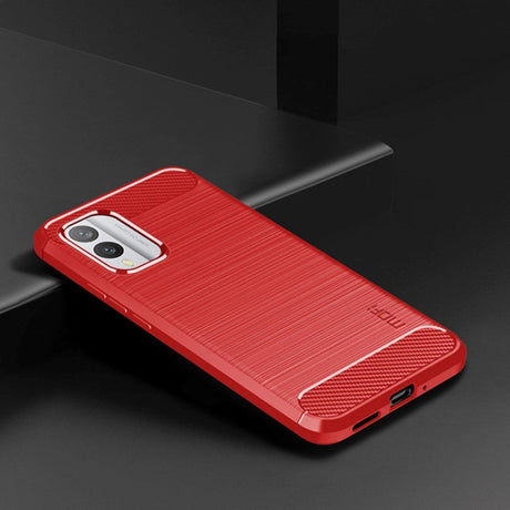 Nokia X30 Mofi Brushed Carbon Fiber Flexible Plastic Case - Red