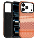 iPhone 18 Pro EIDERWOOD Case with Patterned Faux Leather Back - MagSafe Compatible - Orange