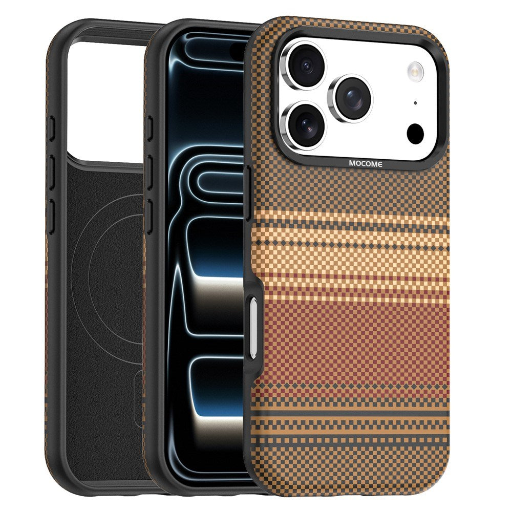 iPhone 18 Pro EIDERWOOD Case with Patterned Faux Leather Back - MagSafe Compatible - Brown