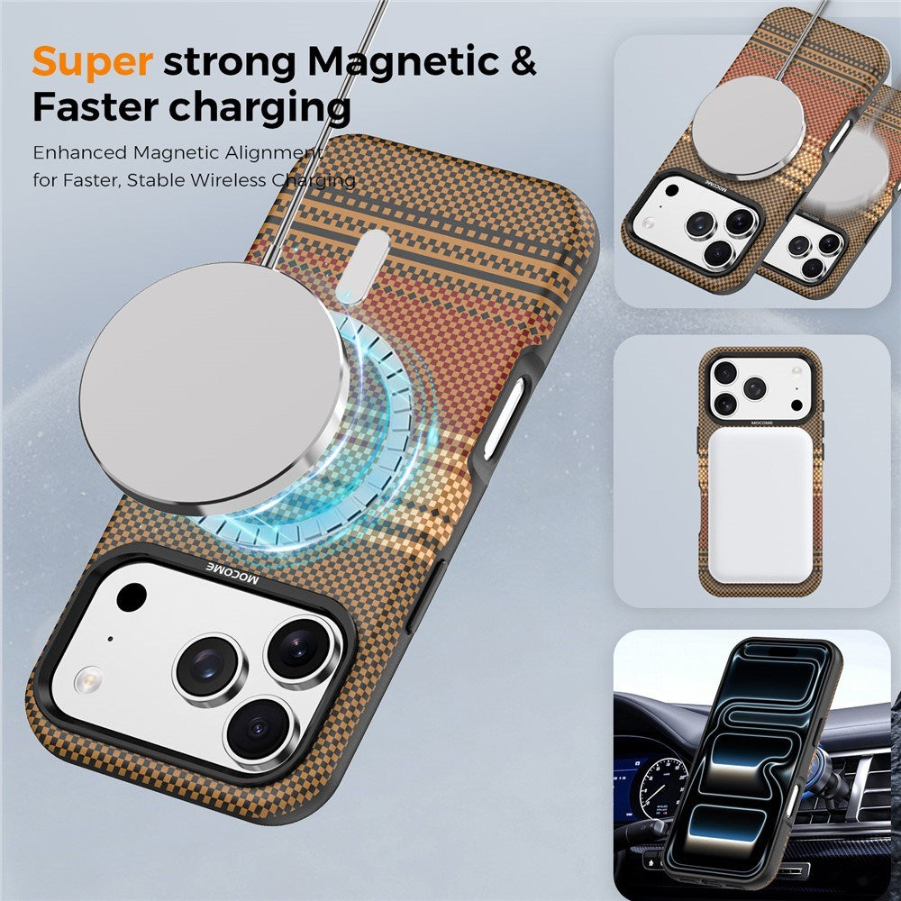iPhone 18 Pro EIDERWOOD Case with Patterned Faux Leather Back - MagSafe Compatible - Brown
