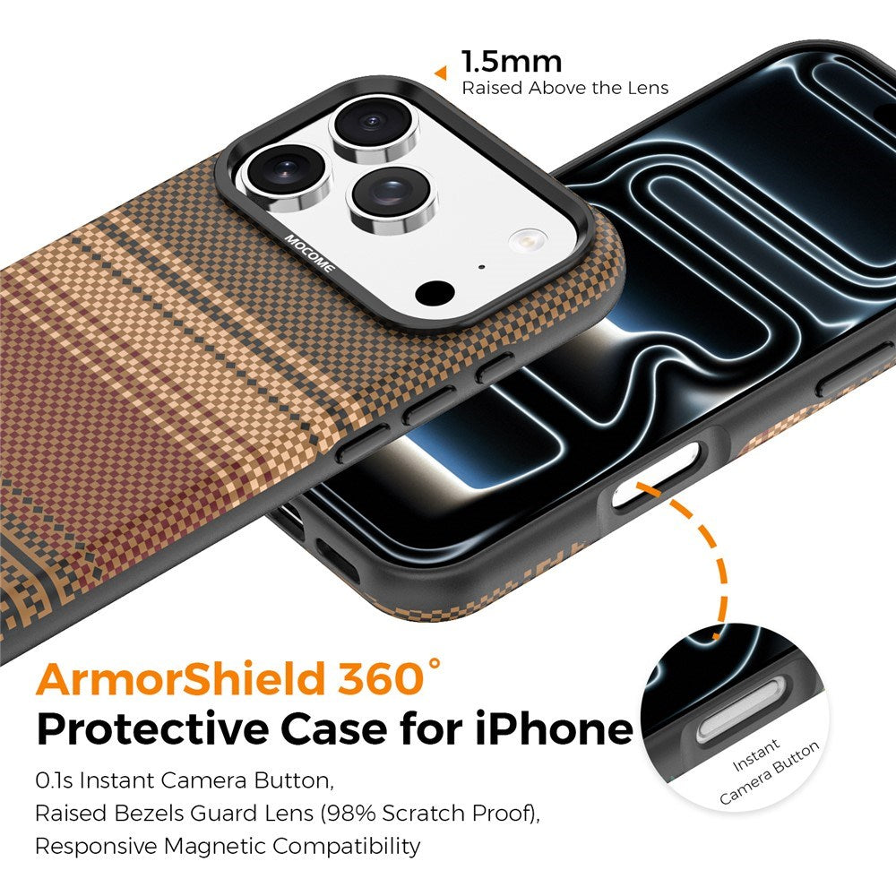 iPhone 18 Pro EIDERWOOD Case with Patterned Faux Leather Back - MagSafe Compatible - Brown