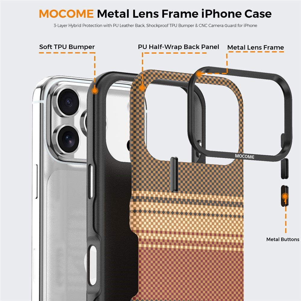 iPhone 18 Pro EIDERWOOD Case with Patterned Faux Leather Back - MagSafe Compatible - Brown