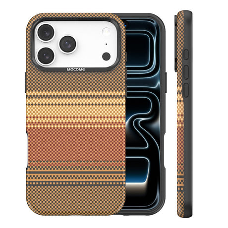 iPhone 18 Pro Max EIDERWOOD Case with Patterned Faux Leather Back - MagSafe Compatible - Brown