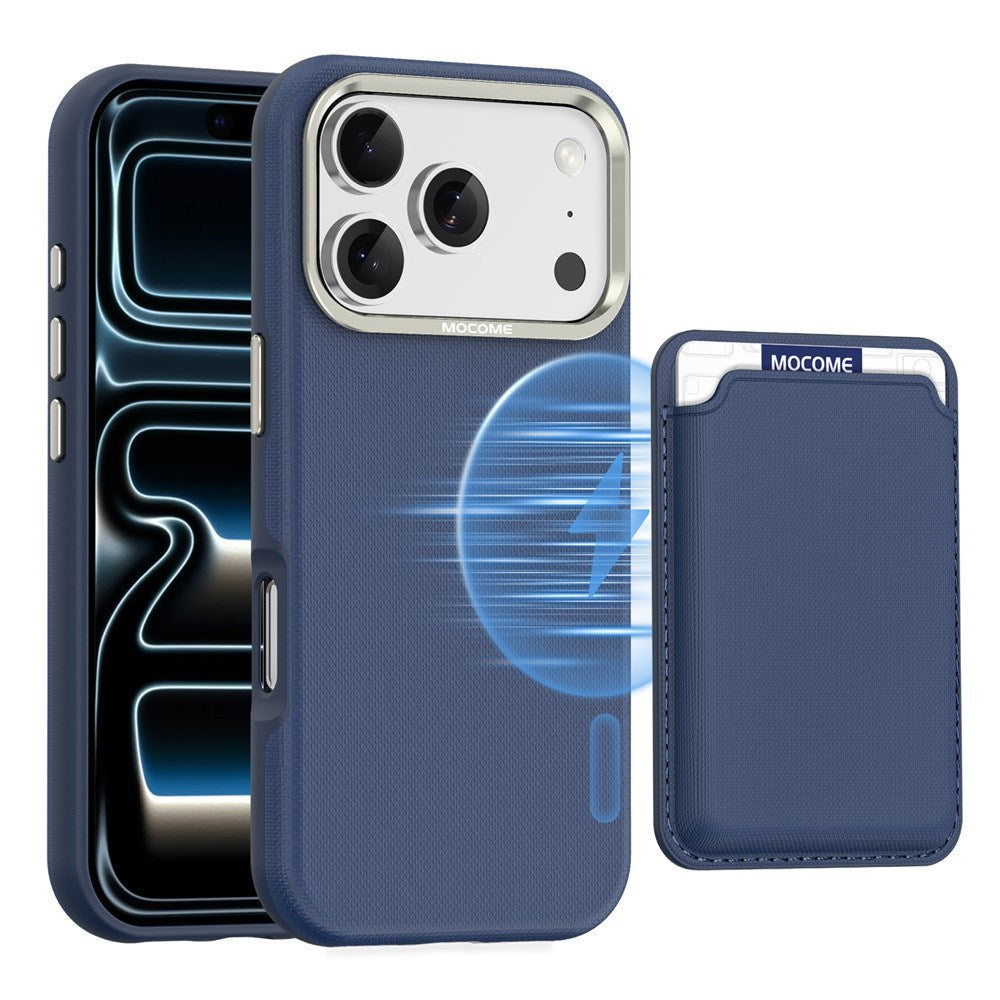 iPhone 18 Pro EIDERWOOD Faux Leather Back Case with Detachable Card Holder - MagSafe Compatible - Blue
