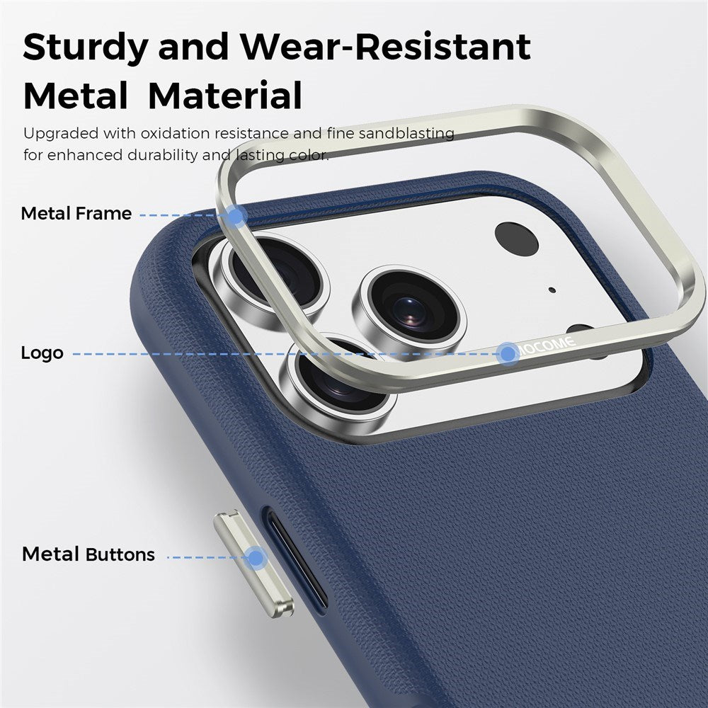 iPhone 18 Pro EIDERWOOD Faux Leather Back Case with Detachable Card Holder - MagSafe Compatible - Blue