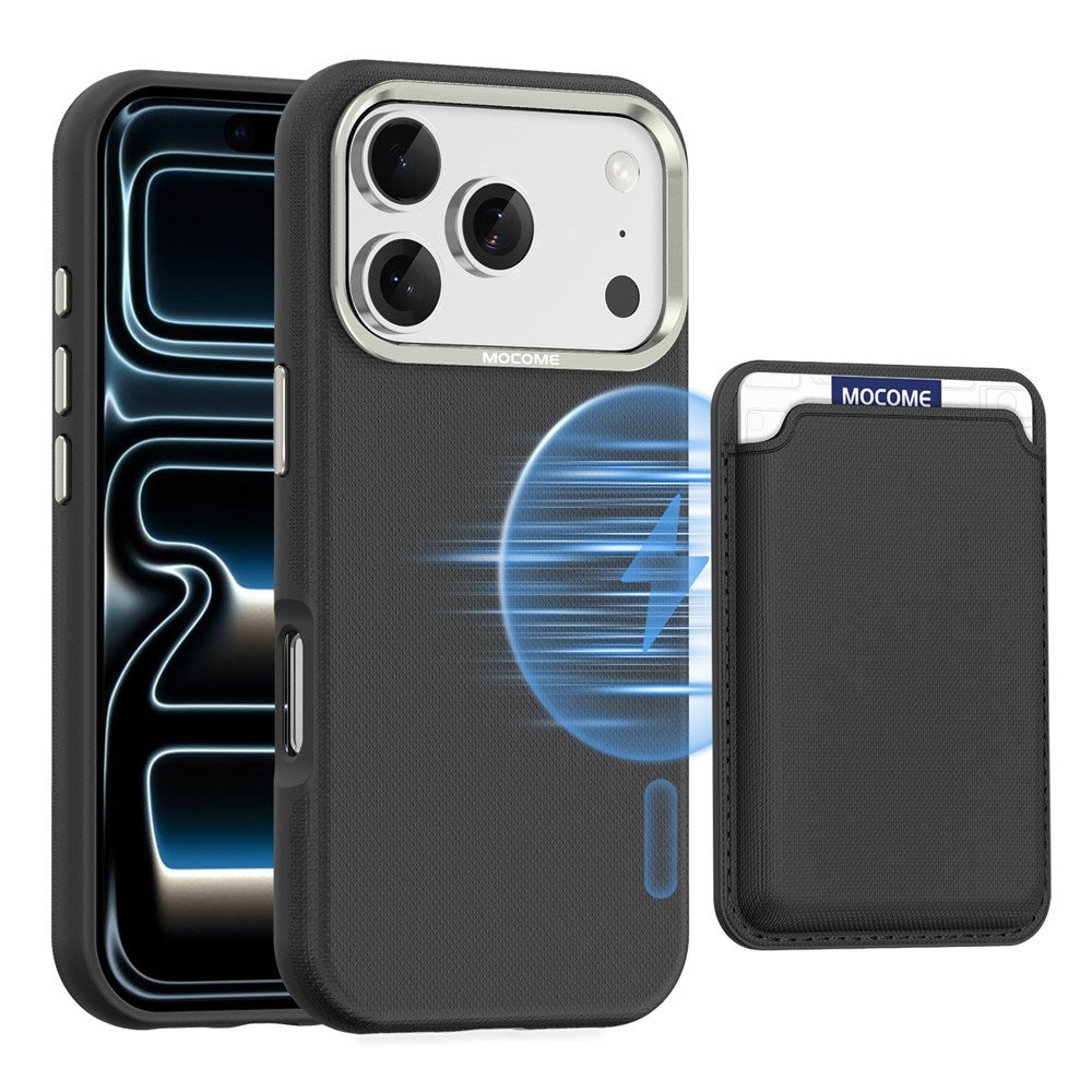iPhone 18 Pro EIDERWOOD Faux Leather Back Case with Detachable Card Holder - MagSafe Compatible - Black