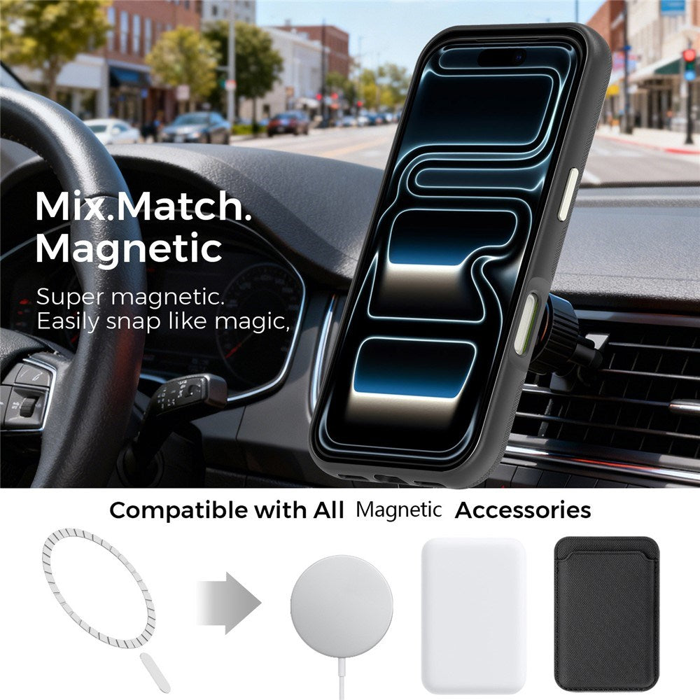 iPhone 18 Pro EIDERWOOD Faux Leather Back Case with Detachable Card Holder - MagSafe Compatible - Black