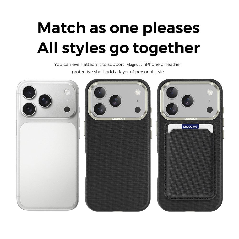 iPhone 18 Pro EIDERWOOD Faux Leather Back Case with Detachable Card Holder - MagSafe Compatible - Black