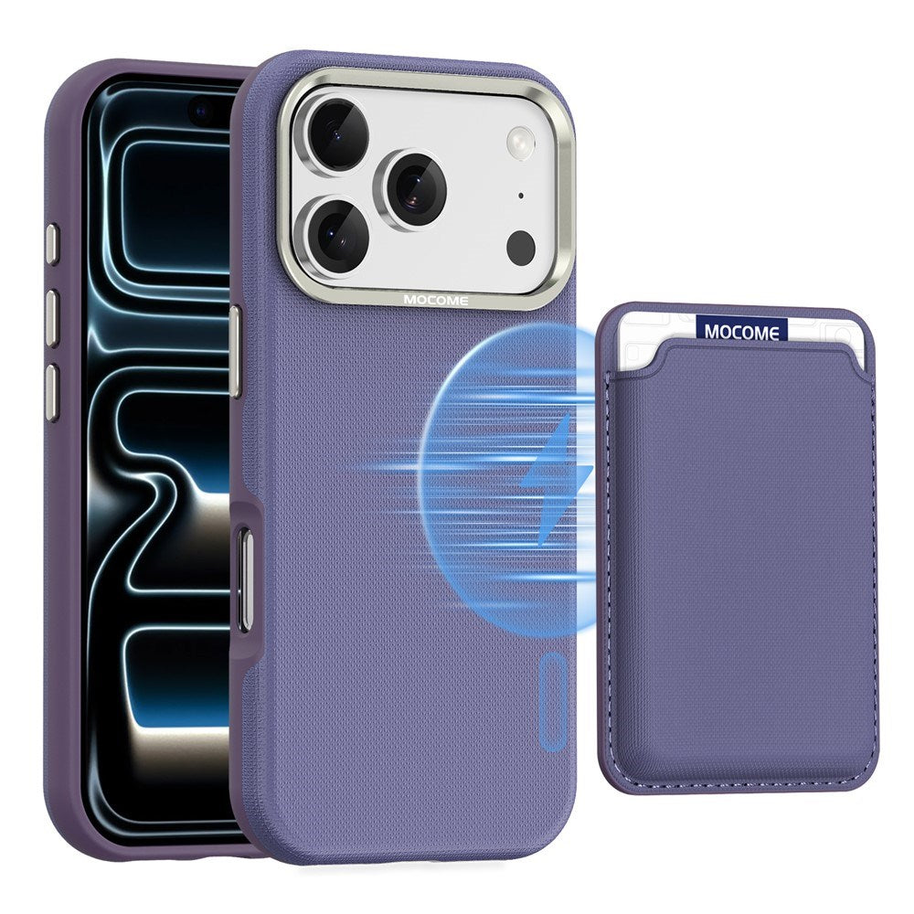 iPhone 18 Pro EIDERWOOD Faux Leather Back Case with Detachable Card Holder - MagSafe Compatible - Purple
