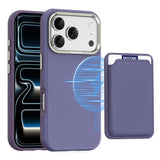 iPhone 18 Pro EIDERWOOD Faux Leather Back Case with Detachable Card Holder - MagSafe Compatible - Purple