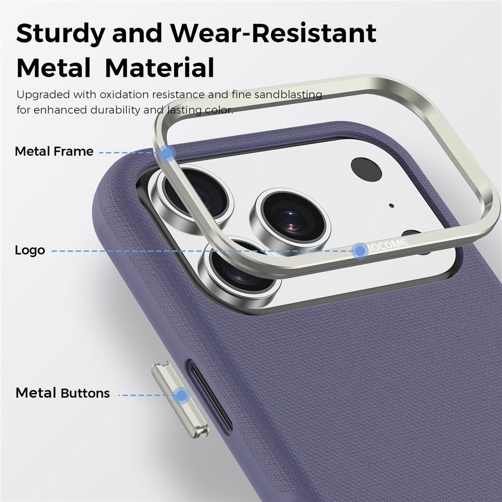 iPhone 18 Pro EIDERWOOD Faux Leather Back Case with Detachable Card Holder - MagSafe Compatible - Purple