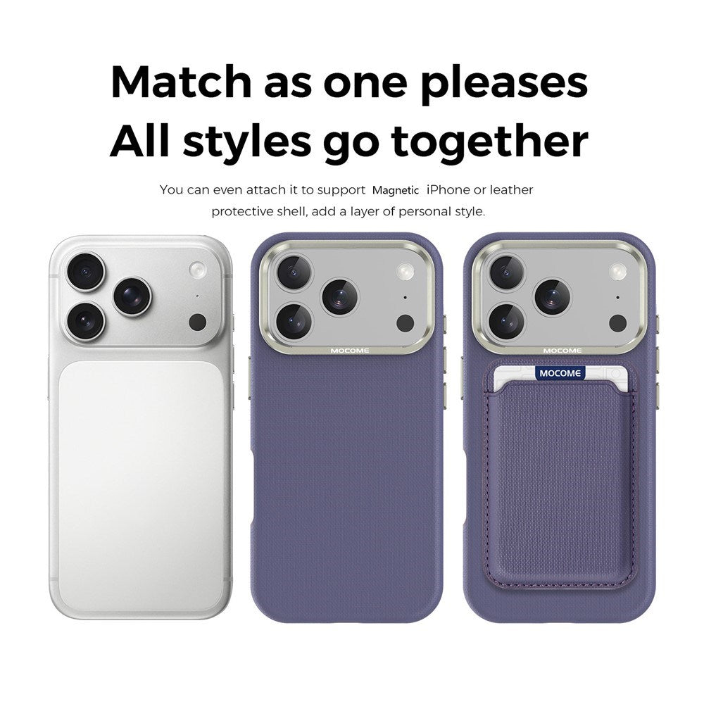 iPhone 18 Pro EIDERWOOD Faux Leather Back Case with Detachable Card Holder - MagSafe Compatible - Purple