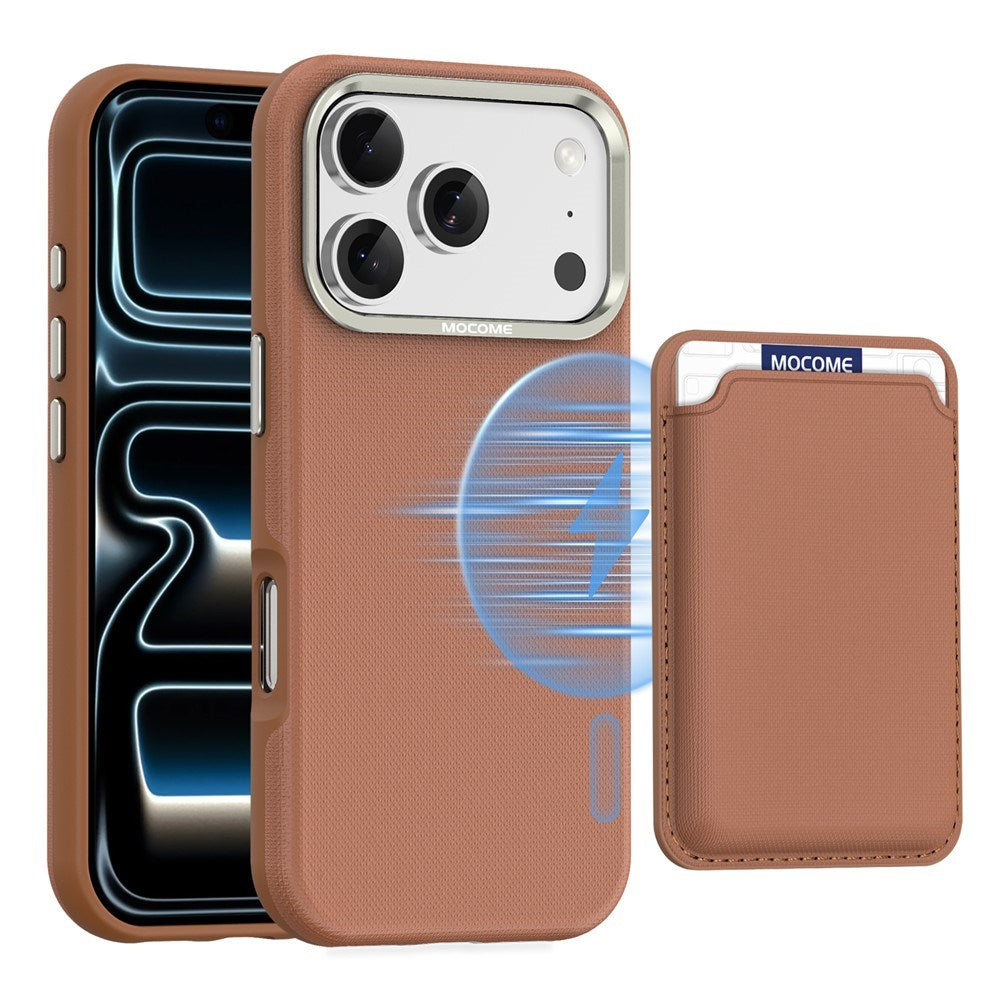 iPhone 18 Pro EIDERWOOD Faux Leather Back Case with Detachable Card Holder - MagSafe Compatible - Brown