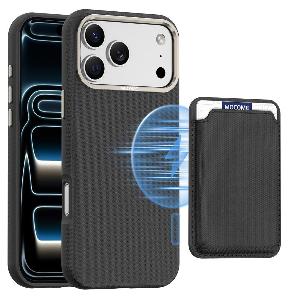 iPhone 18 Pro Max EIDERWOOD Faux Leather Back Case with Detachable Card Holder - MagSafe Compatible - Black