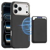 iPhone 18 Pro Max EIDERWOOD Faux Leather Back Case with Detachable Card Holder - MagSafe Compatible - Black