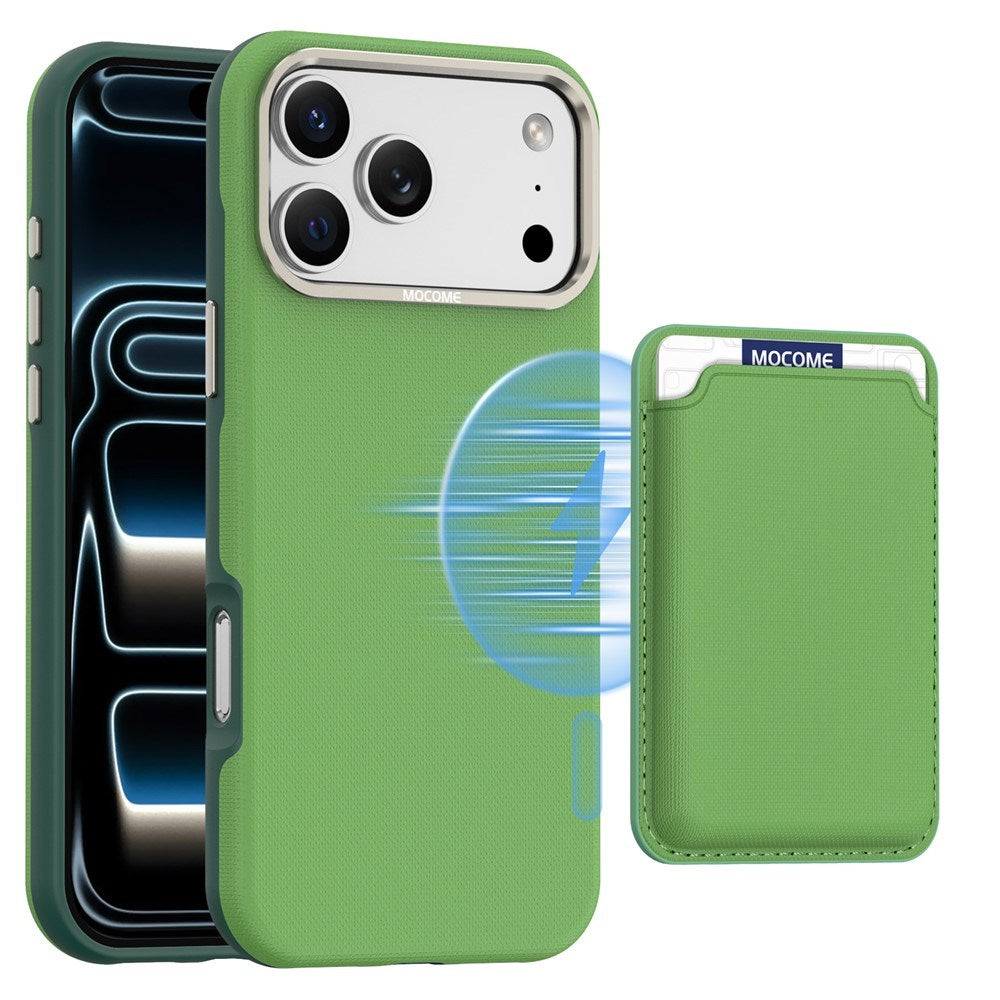 iPhone 18 Pro Max EIDERWOOD Faux Leather Back Case with Detachable Card Holder - MagSafe Compatible - Green