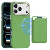 iPhone 18 Pro Max EIDERWOOD Faux Leather Back Case with Detachable Card Holder - MagSafe Compatible - Green