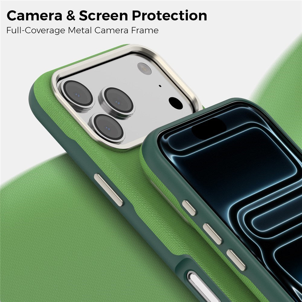 iPhone 18 Pro Max EIDERWOOD Faux Leather Back Case with Detachable Card Holder - MagSafe Compatible - Green
