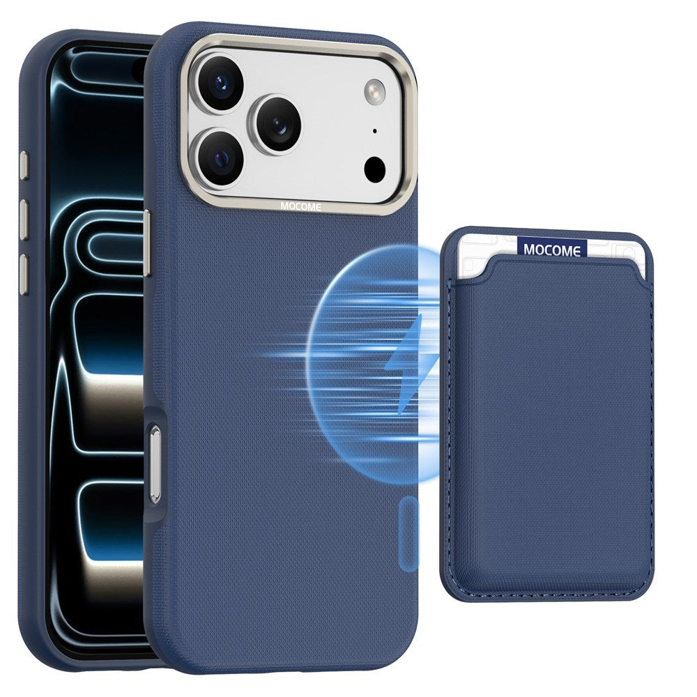 iPhone 18 Pro Max EIDERWOOD Faux Leather Back Case with Detachable Card Holder - MagSafe Compatible - Blue