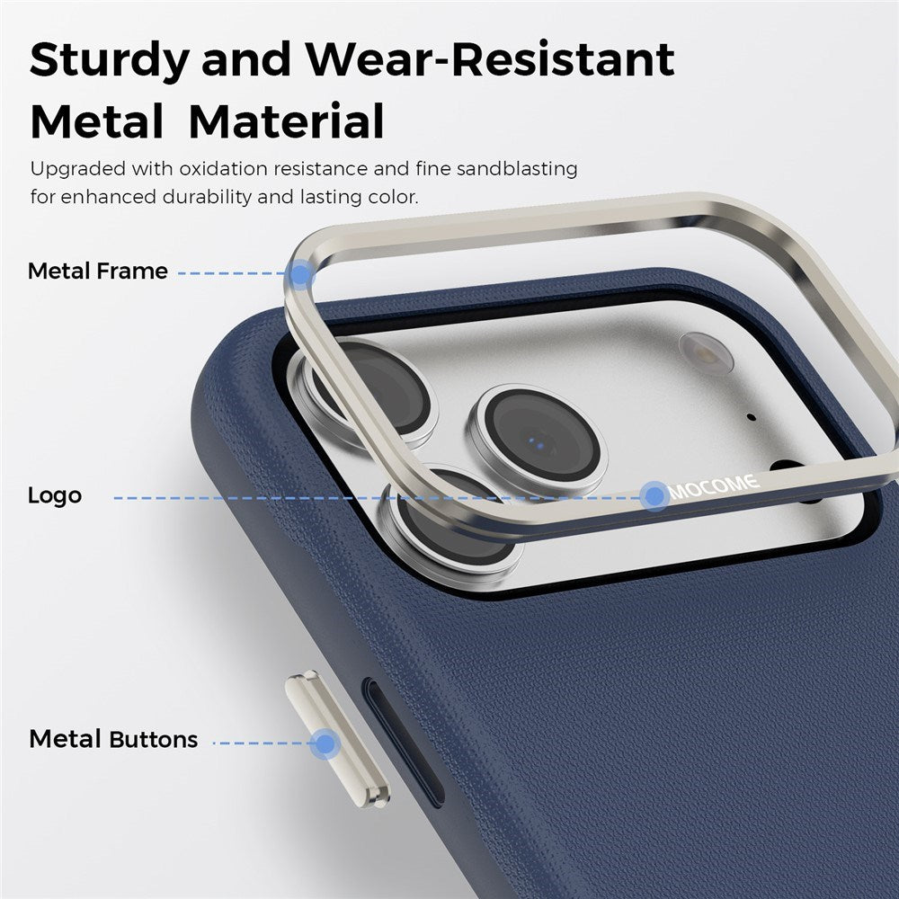 iPhone 18 Pro Max EIDERWOOD Faux Leather Back Case with Detachable Card Holder - MagSafe Compatible - Blue