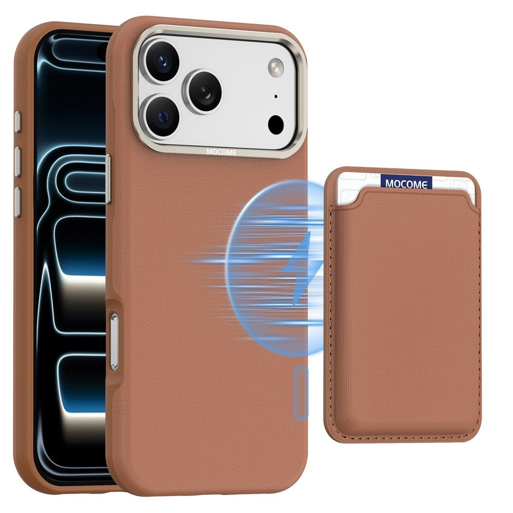 iPhone 18 Pro Max EIDERWOOD Faux Leather Back Case with Detachable Card Holder - MagSafe Compatible - Brown