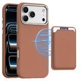 iPhone 18 Pro Max EIDERWOOD Faux Leather Back Case with Detachable Card Holder - MagSafe Compatible - Brown