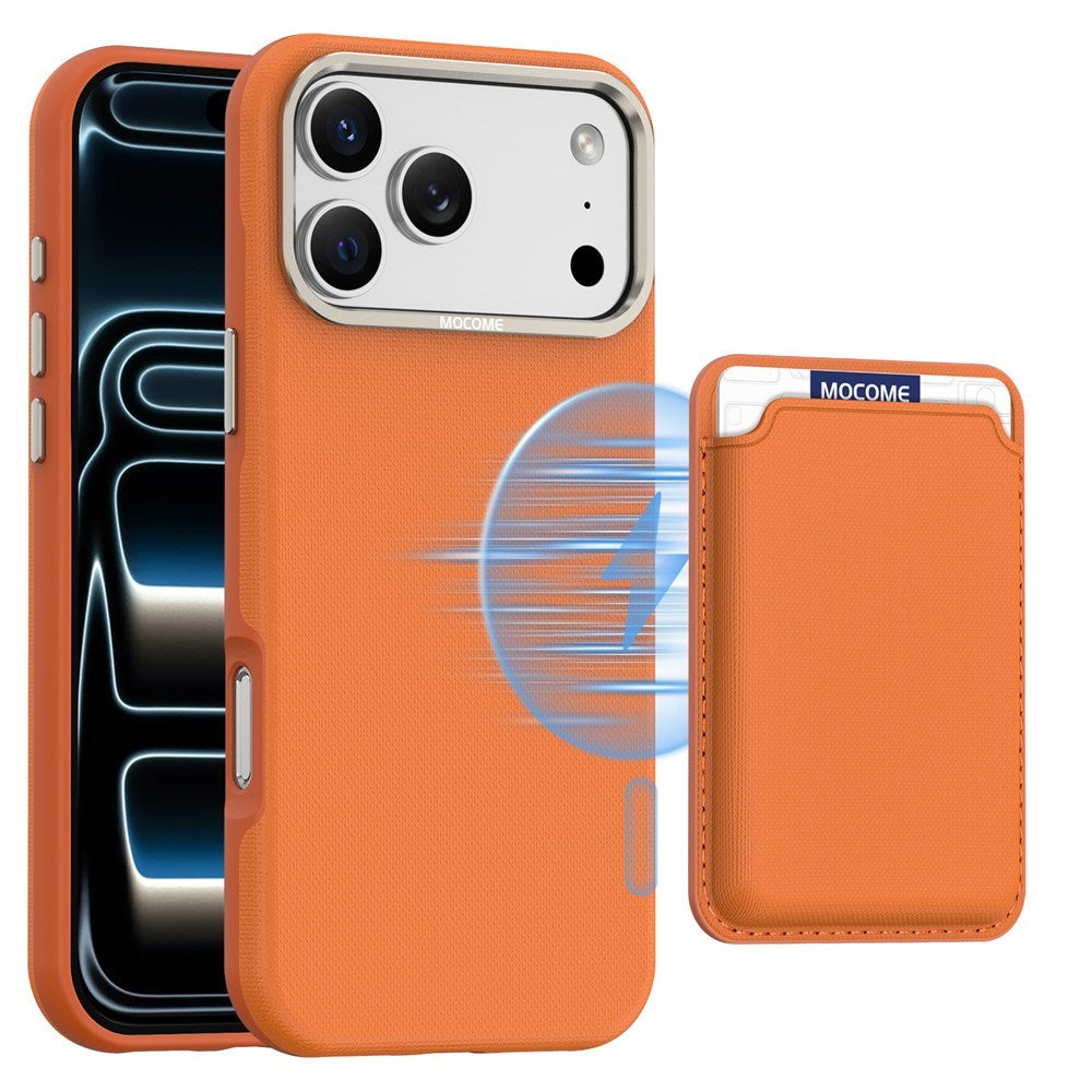 iPhone 18 Pro Max EIDERWOOD Faux Leather Back Case with Detachable Card Holder - MagSafe Compatible - Orange