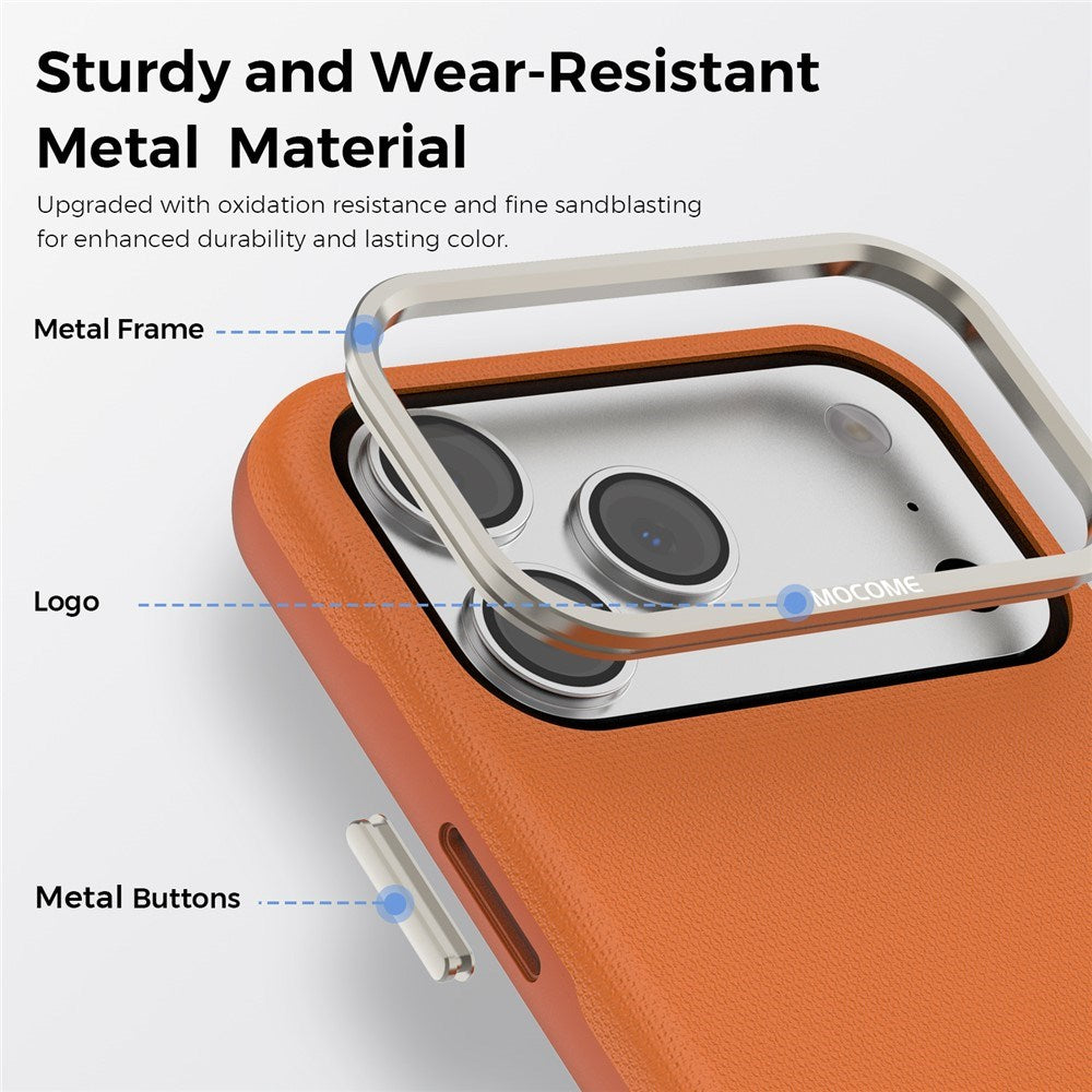 iPhone 18 Pro Max EIDERWOOD Faux Leather Back Case with Detachable Card Holder - MagSafe Compatible - Orange