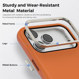 iPhone 18 Pro Max EIDERWOOD Faux Leather Back Case with Detachable Card Holder - MagSafe Compatible - Orange