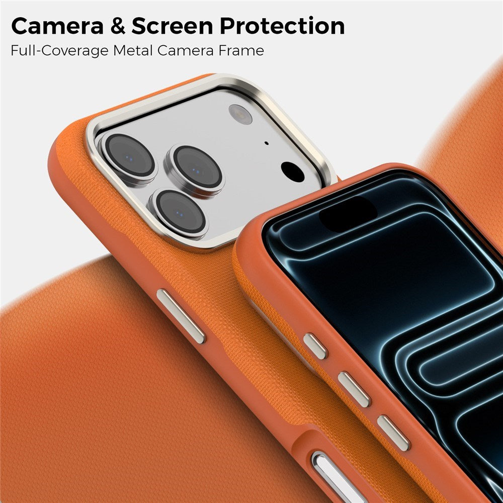iPhone 18 Pro Max EIDERWOOD Faux Leather Back Case with Detachable Card Holder - MagSafe Compatible - Orange