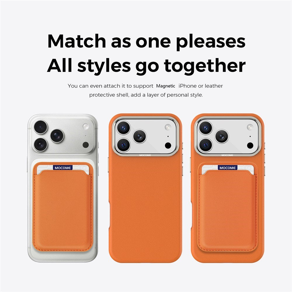 iPhone 18 Pro Max EIDERWOOD Faux Leather Back Case with Detachable Card Holder - MagSafe Compatible - Orange