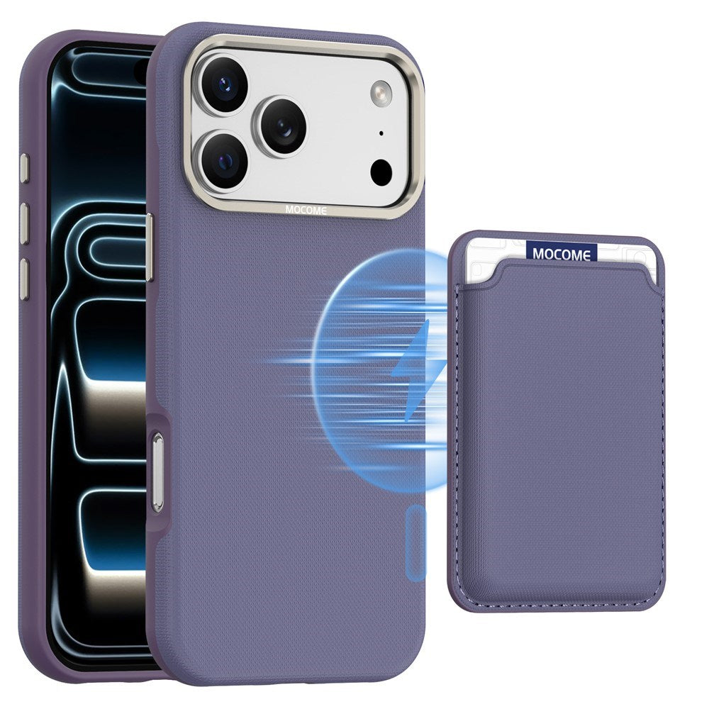 iPhone 18 Pro Max EIDERWOOD Faux Leather Back Case with Detachable Card Holder - MagSafe Compatible - Purple