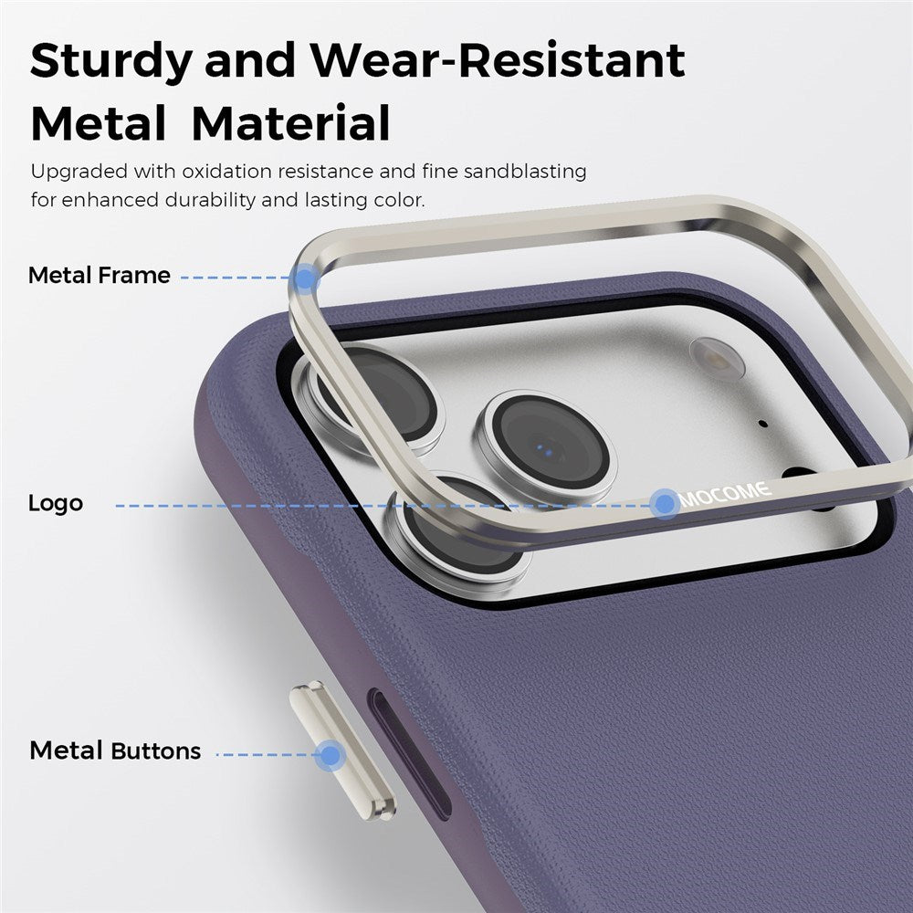 iPhone 18 Pro Max EIDERWOOD Faux Leather Back Case with Detachable Card Holder - MagSafe Compatible - Purple