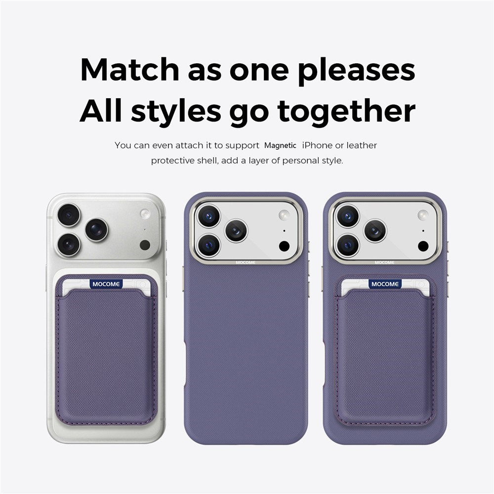 iPhone 18 Pro Max EIDERWOOD Faux Leather Back Case with Detachable Card Holder - MagSafe Compatible - Purple
