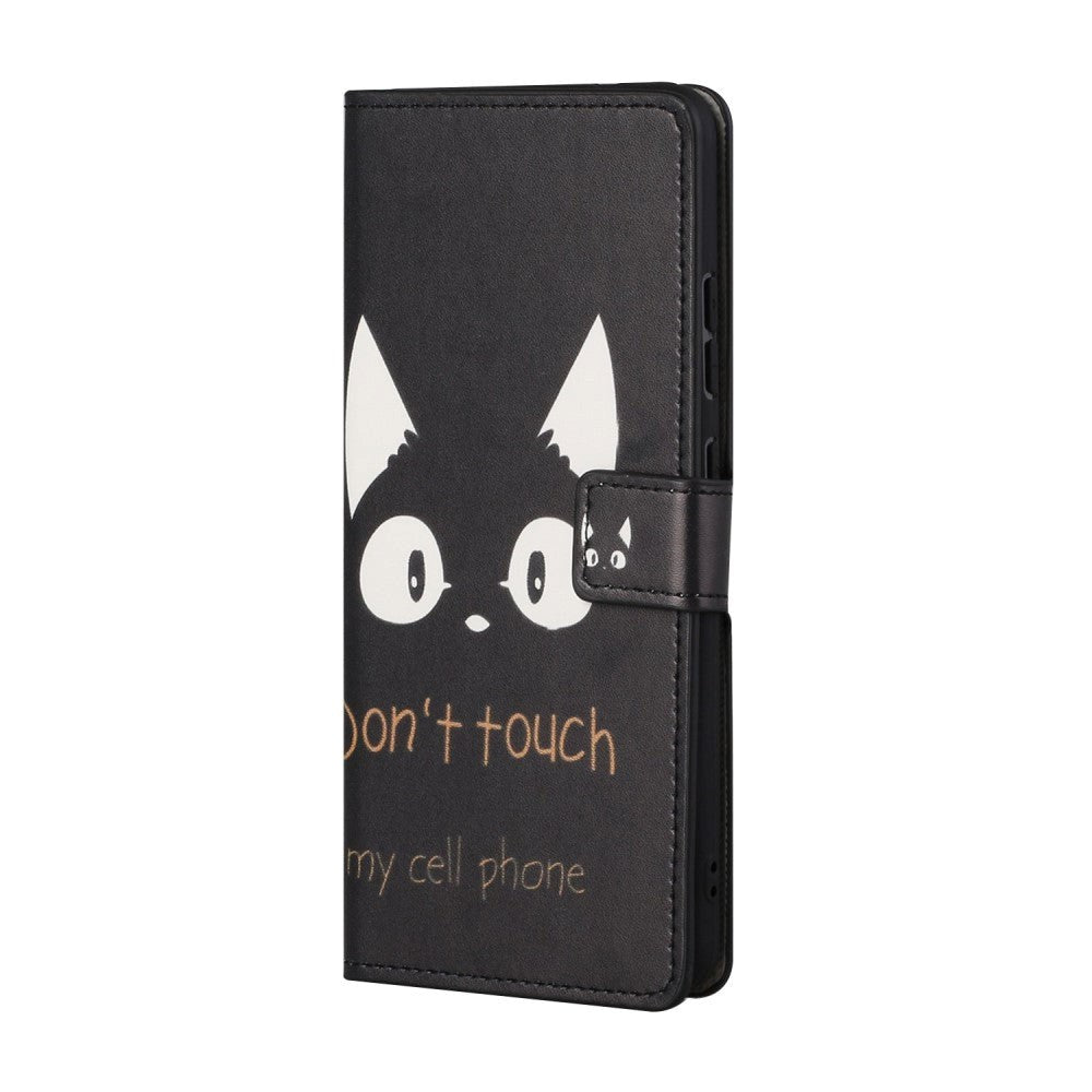 Google Pixel 7A Leather Case w. Wallet & Stand Function - "Don't Touch My Cell Phone"